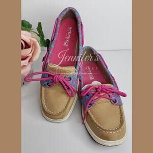 Sperry Top Slider Girls Laguna Leopard Print Boat Shoes Size 4.5M